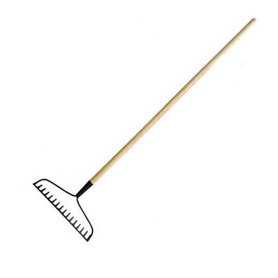 Gartenrack mit langem Holzgriff und korrosionsbeständigem Stahlkopf